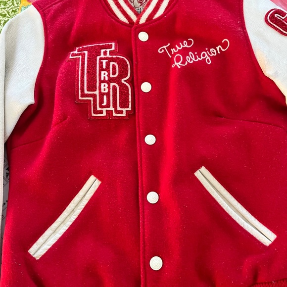 🍎Y2K TRUE RELIGION  Apple Red Varsity jacket (SIZE S-M) Y2K - Picture 7 of 12